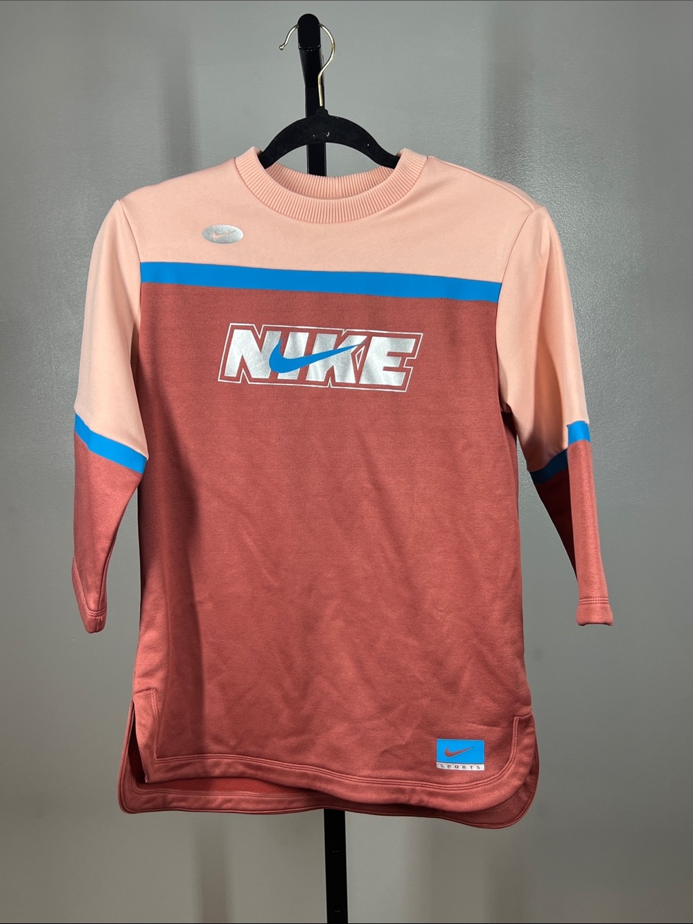 Nike Kids Pink & Rust Long Sleeve Crew with Blue Accents